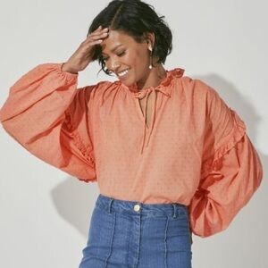 Cleobella Orange Long Sleeve Phoenix Blouse Sz. M NWT!